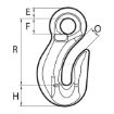 1/2" Grade 100 Eye Shortening Grab Hook - Drawing