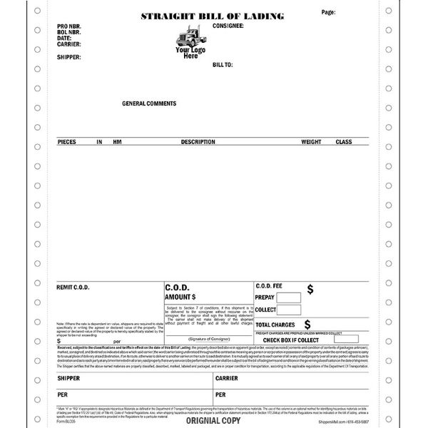 Straight bill of lading BLCC005
