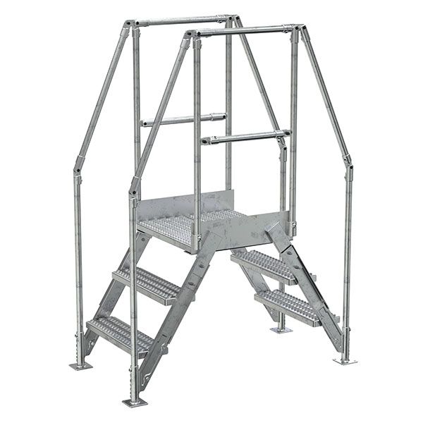 Galvanized Cross-Over Ladder 54.5X72.15 In 3 Step