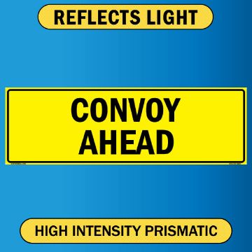 US Military Convoy Sign, Convoy Ahead, Alum HIP 0.063 - 50" X 16" - MC100AH63YLBLK50X16 Convoy Ahead US Military Convoy Sign, Alum HIP 0.063 - 50" X 16"