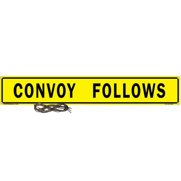 Convoy Follows US Military Convoy Sign, PVC 13 OZ - 50" X 8"