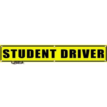 US Military Convoy Sign, Student Driver, PVC 13 OZ - 50" X 8" - MC104PBY13YLBLK50X08		 Student Driver US Military Convoy Sign, PVC 13 OZ - 50" X 8"