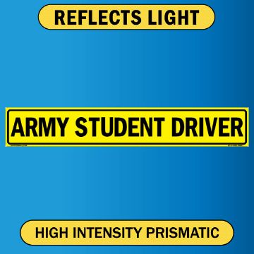 US Military Convoy Sign, Army Student Driver, Alum HIP 0.063 - 50" X 8" - MC105AH63YLBLK50X08 US Military Convoy Sign, Army Student Driver, Alum HIP 0.063 - 50" X 8"