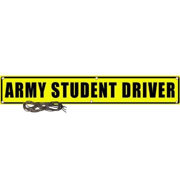 US Military Convoy Sign, Army Student Driver, PVC 13 OZ - 50" X 8" - MC105PBY13YLBLK50X08		 US Military Convoy Sign, Army Student Driver, PVC 13 OZ - 50" X 8"