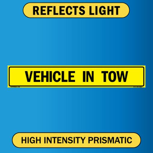 US Military Convoy Sign, VEHICLE IN TOW, Alum HIP 0.063 - 50" X 8"