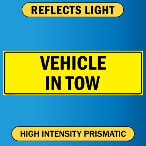 US Military Convoy Sign, VEHICLE IN TOW, Alum HIP 0.063 - 50" X 16" 