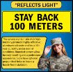 US Military Convoy Sign, Stay Back 100 Meters, Alum HIP 0.063 - 50" X 16"