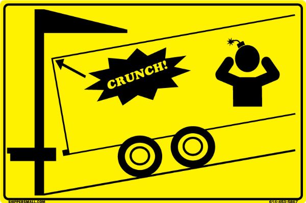 Trailer Corner Warning Backing into Dock - Crunch, Loading Dock Sign, ACM  - 36" X 24"