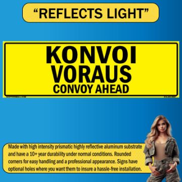 Bilingual German/English Convoy Follows Sign, PVC Banner 13oz, 50x8 German/English Bilingual Convoy Follows Sign, PVC Banner 13oz - 50x8