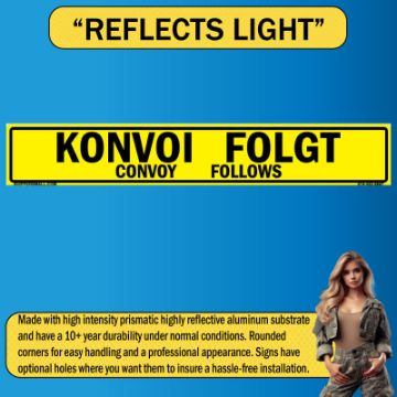 Bilingual German/English Convoy Ends Sign, PVC Banner 13oz, 50x8 German/English Bilingual Convoy Ends Sign, PVC Banner 13oz - 50x8