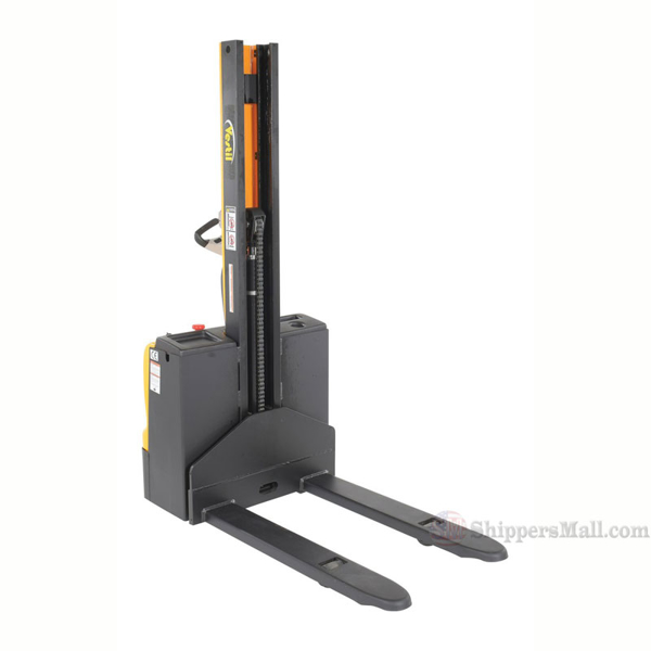 Narrow Mast Stacker with Powered Drive and Powered Lift 62" High, 2200 lb., Cap., 27" Forks