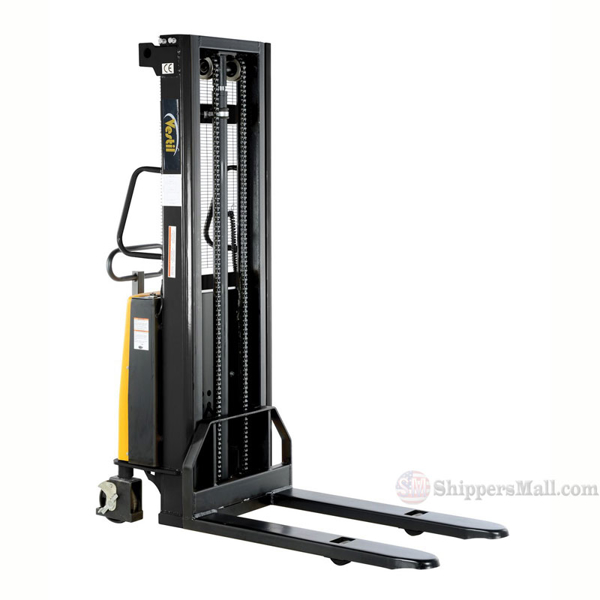 SL Series - Stacker with Powered Lift - Fixed Forks Over Fixed Support Legs / 118" H Model: SL-118-FF