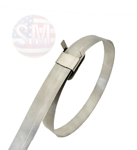 Stainless steel band with Clip Style Buckle, Type SS 304 in assorted lengths. 1/2" X .030'' X 18''