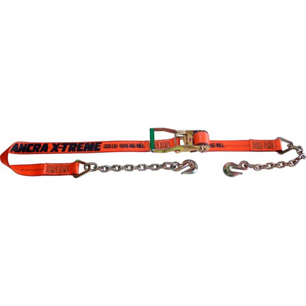2″ x  30’ X-Treme Ratchet Strap, Chain Anchors Long Wide Handle