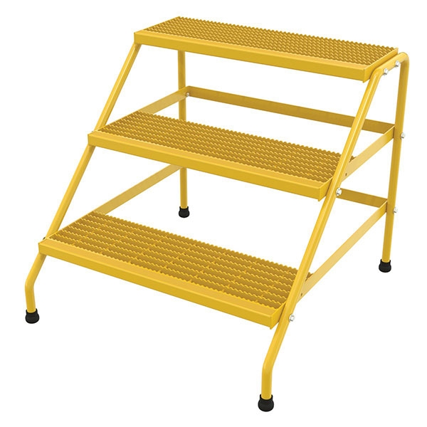 Alum Step Stand- 3 Step Wide Knock-Down Yellow