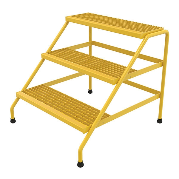 Alum Step Stand- 3 Step Wide Welded Yellow