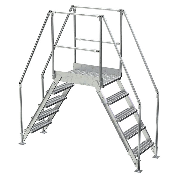 Galvanized Cross-Over Ladder 91.5X92.15 In 5 Step