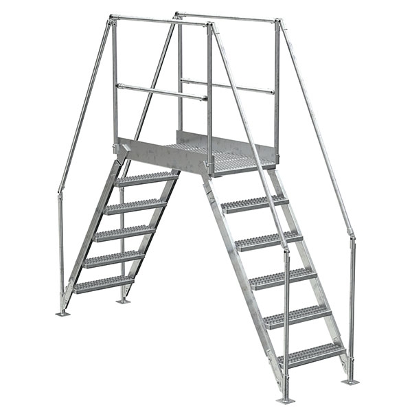Galvanized Cross-Over Ladder 116X102.5 In 6 Step