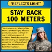 US Military Convoy Sign, Stay Back 100 Meters, Alum HIP 0.063 - 50" X 16"