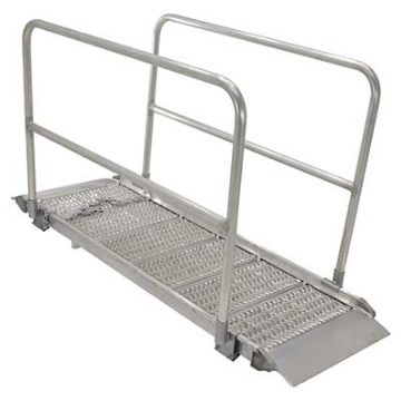 Aluminum truck/van ramp with hand rails and snow/ice grip surface for sure grip in bad weather. 29.38 X 191Vestil Model number: AWR-G-28-16A-HR Alum Grip Walk Ramp W/Rail 29.38 X 191 - Vestil AWR-G-28-16A-HR