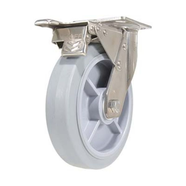 8X2 Tpr Ss Rig Swivel Caster W/Total Brake - Vestil CST-E-SS-8X2TPR-SWTB