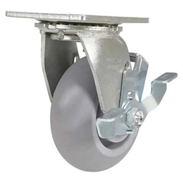 Caster, 5X2 Polyolefin Swivel W/ Brake - Vestil CST-F34-5X2DK-SWB