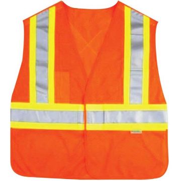 Safety Vest High-Visibility fluorescent orange reflective - 50532-13, image 1 Safety Vest High Visibility Fluorescent Orange Tear-Away, by Ancra