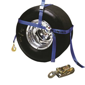 Auto tie down tire bonnet strap with ratchet for 10" to 22" tires - 30RT-BL, image 1 Tire Bonnet, Double Adjust, 13”-17” OEM/10”-22” Tires w/Ratchet, Blue, by Ancra