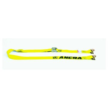 2' x 12' Yellow Cam Buckle Strap with Wire Hook and E Fitting part 48253-19, image 1 2 Inch Cam Buckle Strap with Wire Hook and E fitting 12 Ft - Yellow, by Ancra