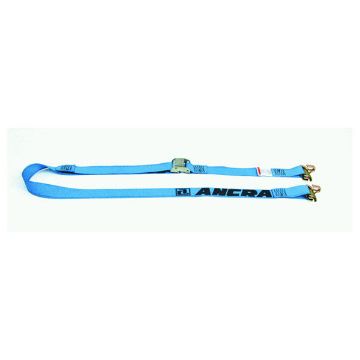 2' x 20' Blue Cam Buckle Strap with Wire Hook and E Fitting part 48253-21, image 1 2 Inch Cam Buckle Strap with Wire Hook and E fitting 20 Ft - Blue, by Ancra