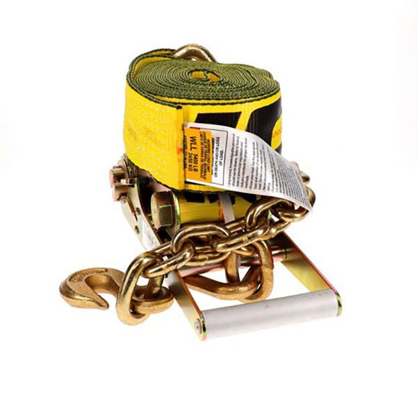 3″ x 30’ Ratchet Strap w/Chain Anchors & Long, Wide Handle, by Ancra