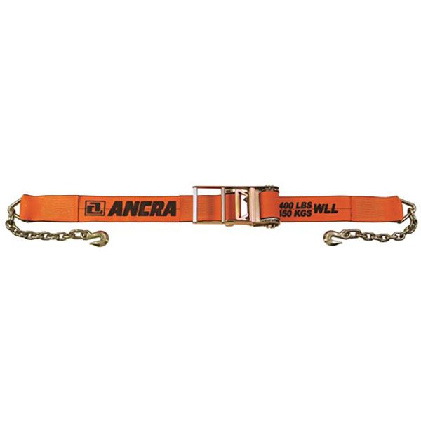 4″ x 30’ Heavy-Duty Ratchet Strap w/Chain Anchors & X-Treme Webbing, by Ancra