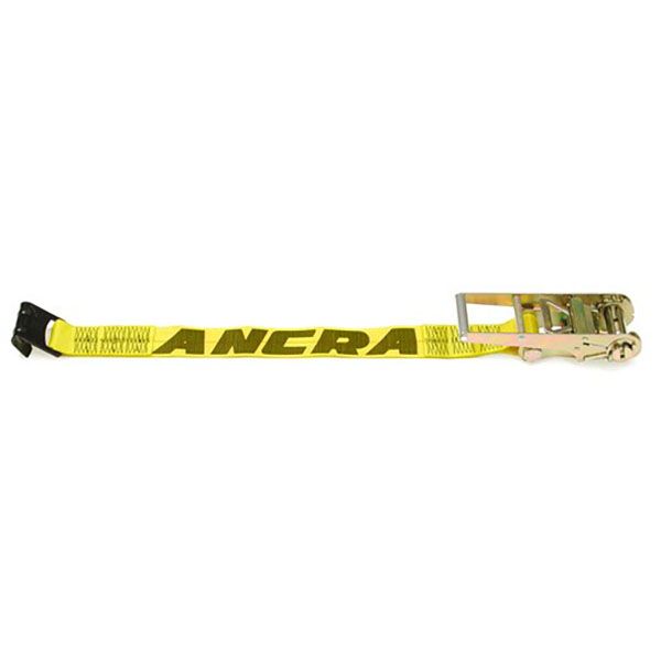 3 x 18" Fixed End Stap with Flat Hook and Ratchet Buckle, by Ancra