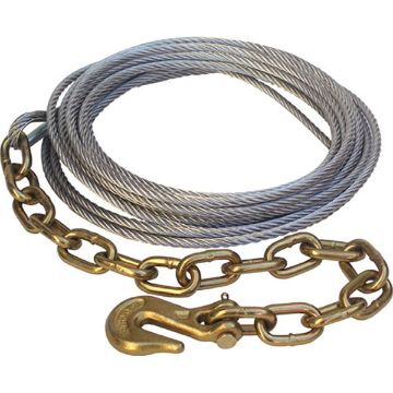 Ancra 1/4" x 30' Cable Tiedown with chain and grab hook, P/N: 49828-10-30, image 1 1/4" x 30' Cable Tiedown Chain Anchor w/Grab Hook, by Ancra