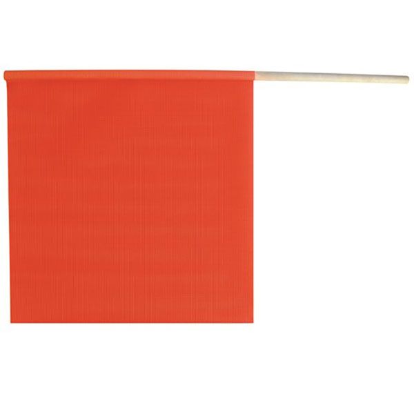 18" x 18" PVC coated Orange Flag & Wooden Dowel, by Ancra