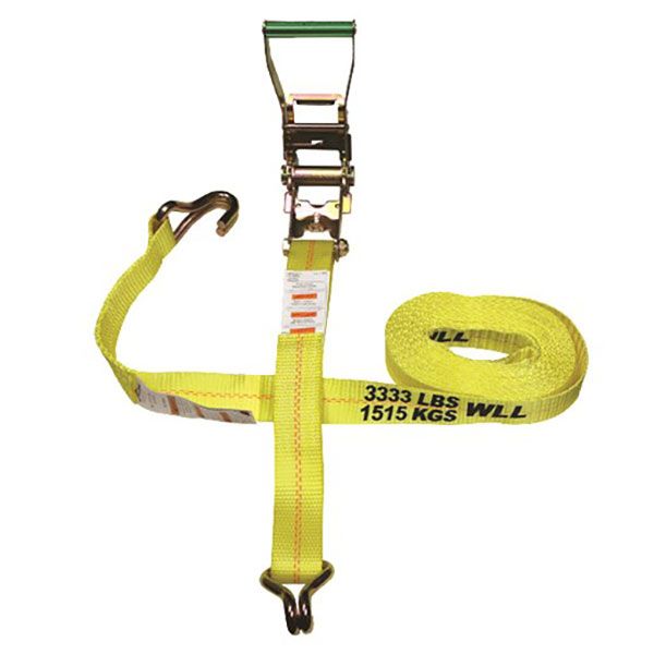 2″ x 27’ Ratchet Strap w/J-Hooks & Long/Wide Handle, by Ancra