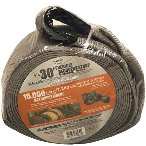 4" x 30' Vehicle Recovery Strap w/Sewn Loops, by Ancra
