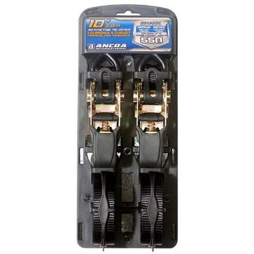 1" X 10' Ratchet strap with vinyl S Hooks, 2/PK, PART# 95002, image 1 1" X 10' Ratchet Strap w/vinyl S Hooks, 2/PK, by Ancra