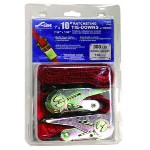 1” x 10’ S-Hook Ratchet Tie-Down, 2 Pack, by Ancra
