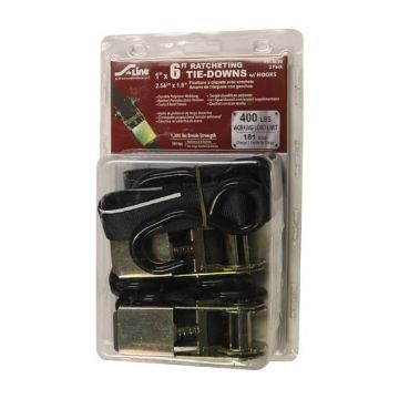 1” x 6’ S-Hook Ratchet Tie-Down, Clamshell, 2 Pack - SL30, image 1 1” x 6’ S-Hook Ratchet Tie-Down, Clamshell, 2 Pack, by Ancra