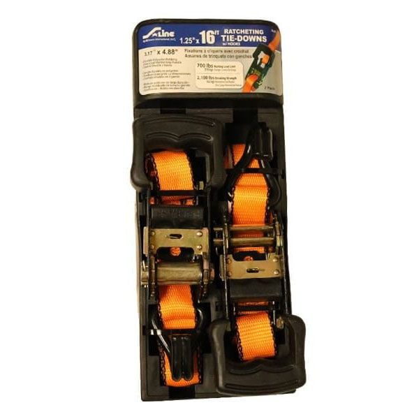 1.25” x 15’ J-Hook Ratchet Tie-Down, Plastic Frame, 2 Pack, by Ancra