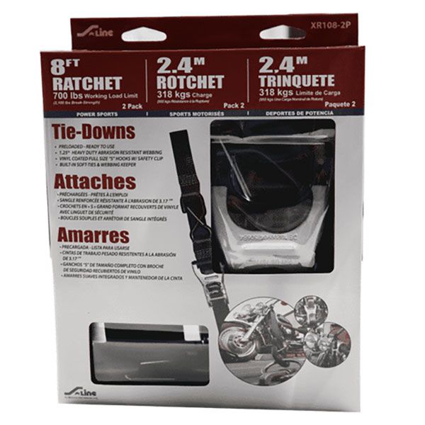 1.25” x 8’ Motorsports S-Hook Ratchet Tie-Down, 2 Pack, by Ancra