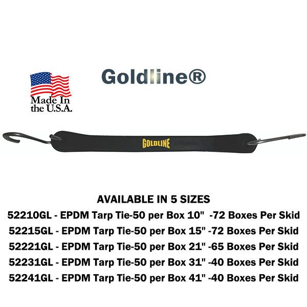 Goldline HD EPDM Tarp Ties - Sizes: 10", 15", 21", 31", 41". from Ancra