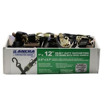 1” x 6’ Contractor Grade Utility Ratchet Tie-Down, Bulk Bin - 10936-12, Picture 2 1” x 6’ Contractor Grade Utility Ratchet Tie-Down, Bulk Bin - Ancra Cargo