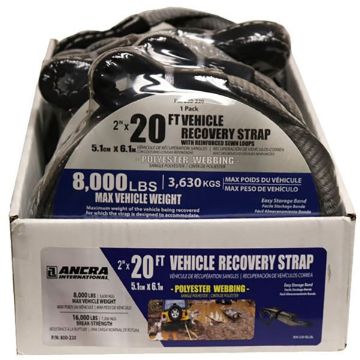 2" x 20' Vehicle Recovery Strap w/Sewn Loops - 800-220, Picture 2 2" x 20' Vehicle Recovery Strap w/Sewn Loops - Ancra Cargo