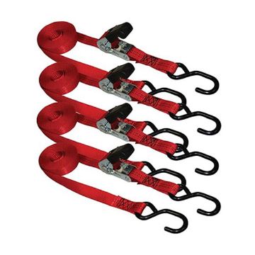 1” x 15’ Commercial Grade S-Hook Ratchet Tie-Down, 4 Pack - XR015-4P, Picture 2 1” x 15’ Commercial Grade S-Hook Ratchet Tie-Down, 4 Pack - Ancra Cargo