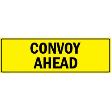 MC100AH63YLBLK50X16 - Convoy Ahead US Military Convoy Sign - Alum HIP 0.063 - 50x16 "Convoy Ahead US Military Convoy Sign, Aluminum HIP 0.063, 50x16 inches"