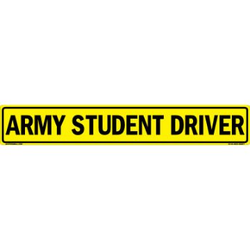 MC105AH63YLBLK50X08 - Army Student Driver US Military Convoy Sign - Alum HIP 0.063 - 50x8 "Army Student Driver US Military Convoy Sign, Aluminum HIP 0.063, 50x8 inches"