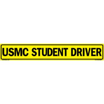 MC106AH63YLBLK50X08 - USMC Student Driver US Military Convoy Sign - Alum HIP 0.063 - 50x8 "USMC Student Driver US Military Convoy Sign, Aluminum HIP 0.063, 50x8 inches"