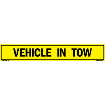 MC107AH63YLBLK50X08 - VEHICLE IN TOW US Military Convoy Sign - Alum HIP 0.063 - 50x8 "VEHICLE IN TOW US Military Convoy Sign, Aluminum HIP 0.063, 50x8 inches"